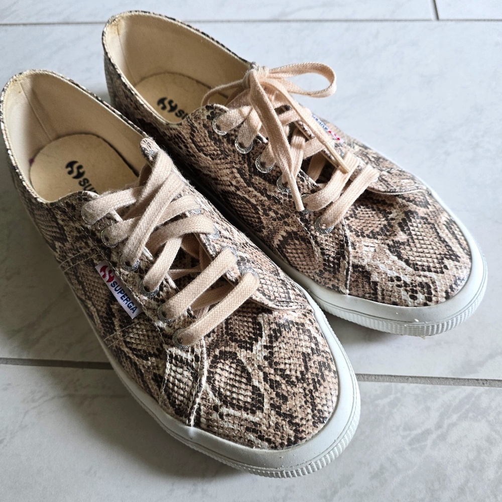 Superga Cotu Classic Low Top Snake Skin Print Sneakers Size 41EU (9.5 US)